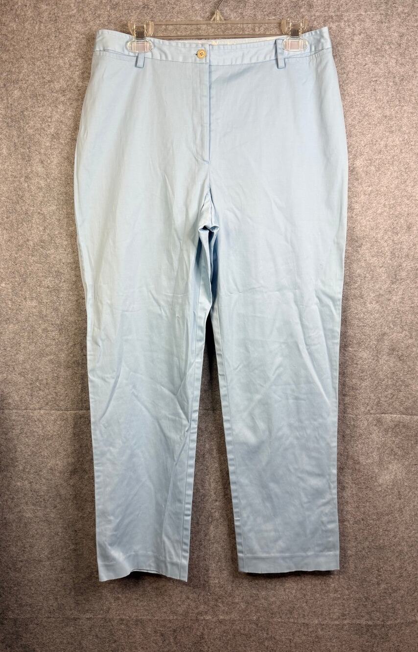 Vintage Ann Taylor Stretch Dress Pants Womens 12 Light Blue Straight Leg